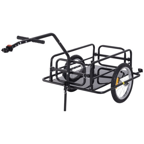 Aosom Bike Cargo Trailer, Bicycle Trailer, Heavy-Duty Bike Wagon Cart, Foldable Compact Storage, With Universal Hitch, 16 Wheels, 88 Lbs. Capacity, Black