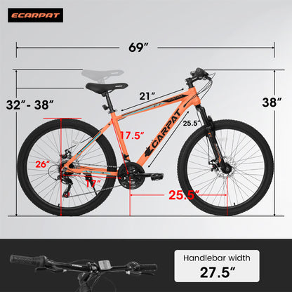 A26322 26-inch Mountain Bike  Aluminum Frame Shock Absorbing Front Fork Bike 21-speed Disc Brake Mountain Bike