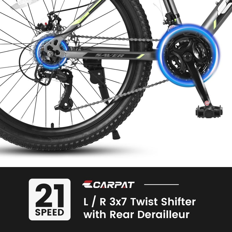 24 Inch Mountain Bike, Suitable For Boys And Girls, Steel Frame, Shimano 21 Speed Mountain Bike, With Dual Disc Brakes And Front Suspension, Banned Platform Temu