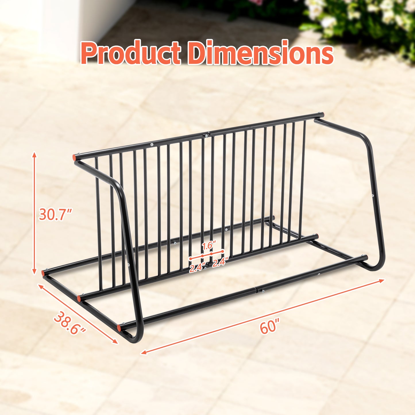 10-Bike Heavy-Duty Outdoor Bike Rack - Double-Sided Steel Storage Stand For Garages, Yards & Shops - Easy Assembly