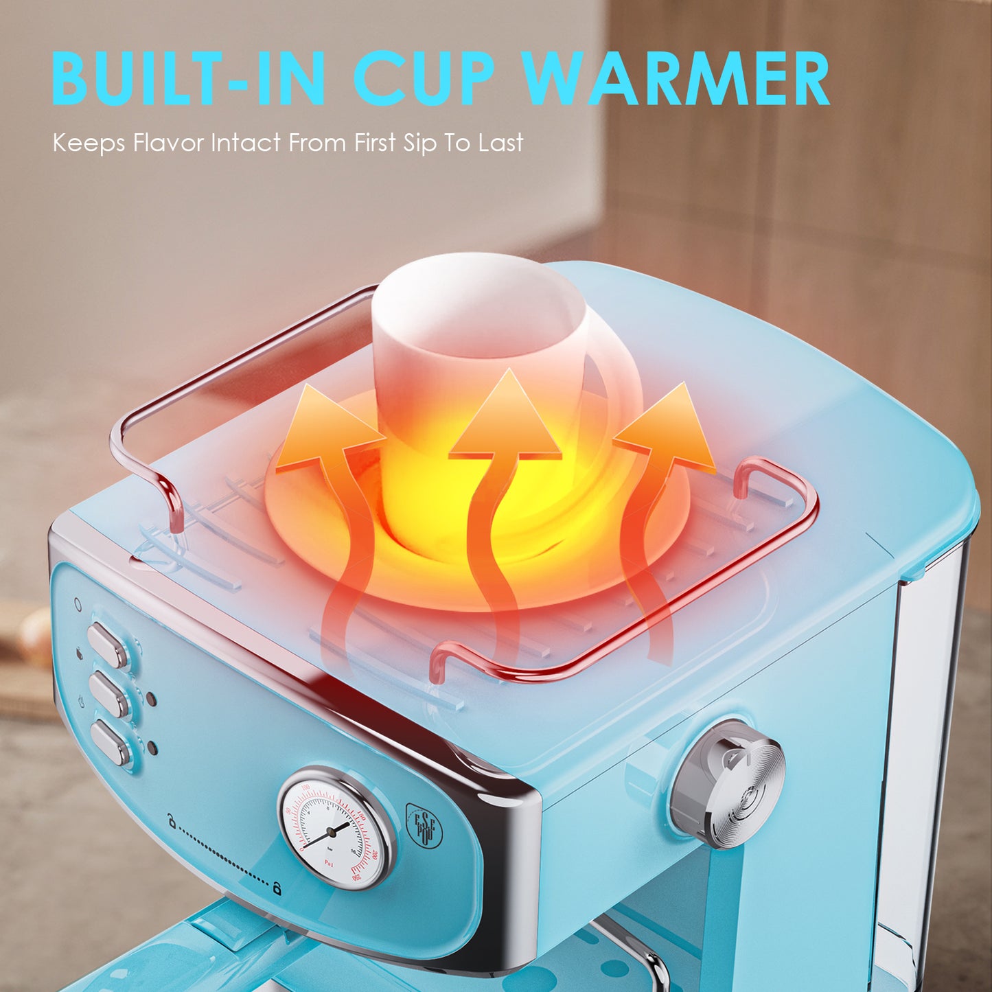 20 Bar Espresso Machine - Professional Compact Espresso Maker With Milk Frother, 54oz Large Water Tank, Low Noise, For Cappuccino, Latte, Blue