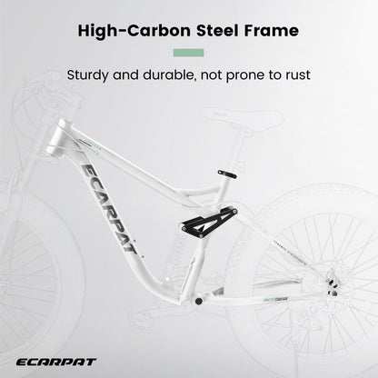 A26309 26 Inch Mountain Bike,Full-Suspension 21 Speeds Drivetrain With Disc-Brake Bicycle, Fat Tire Bike For Men