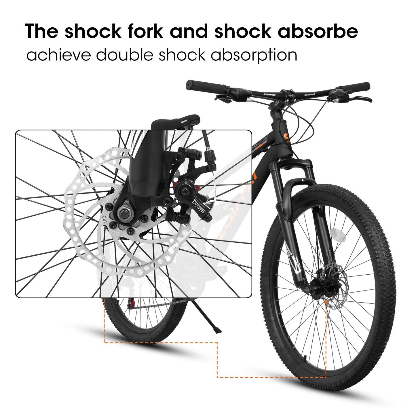 A26207 26 Inch Steel Frame Shock Fork Plus Shock Absorber 21-speed Unisex Mountain Bike